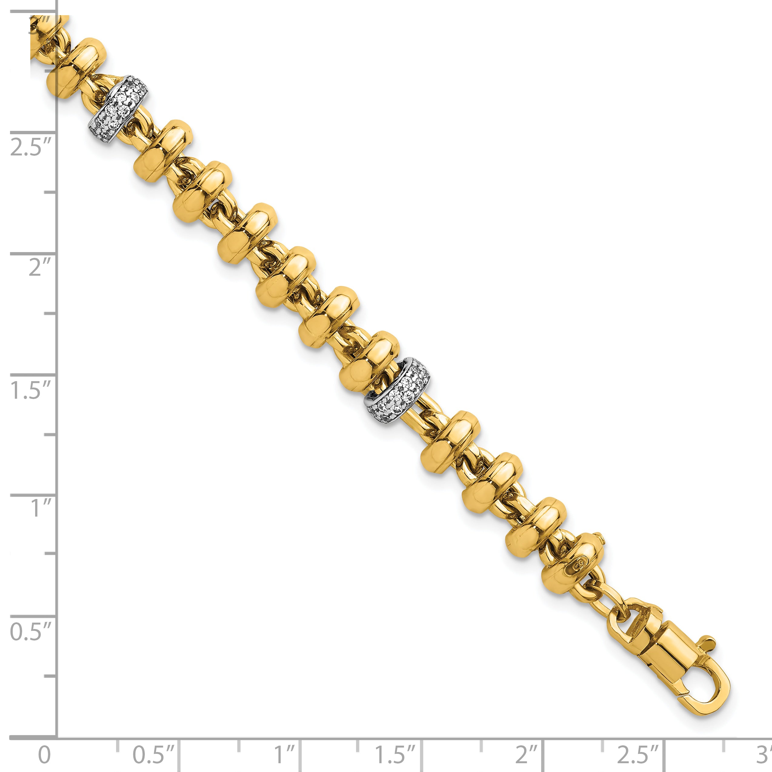 14k Two-tone Polished Fancy Link CZ 7.5 inch Bracelet