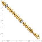 14k Two-tone Polished Fancy Link CZ 7.5 inch Bracelet