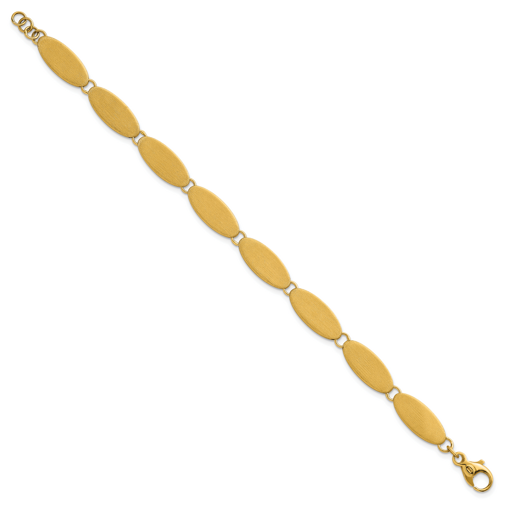 14k Brushed 8mm Fancy Ovals 7 inch Bracelet