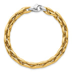 14k Two-tone Polished 6.75mm Fancy Cable Link 7.25 inch Bracelet