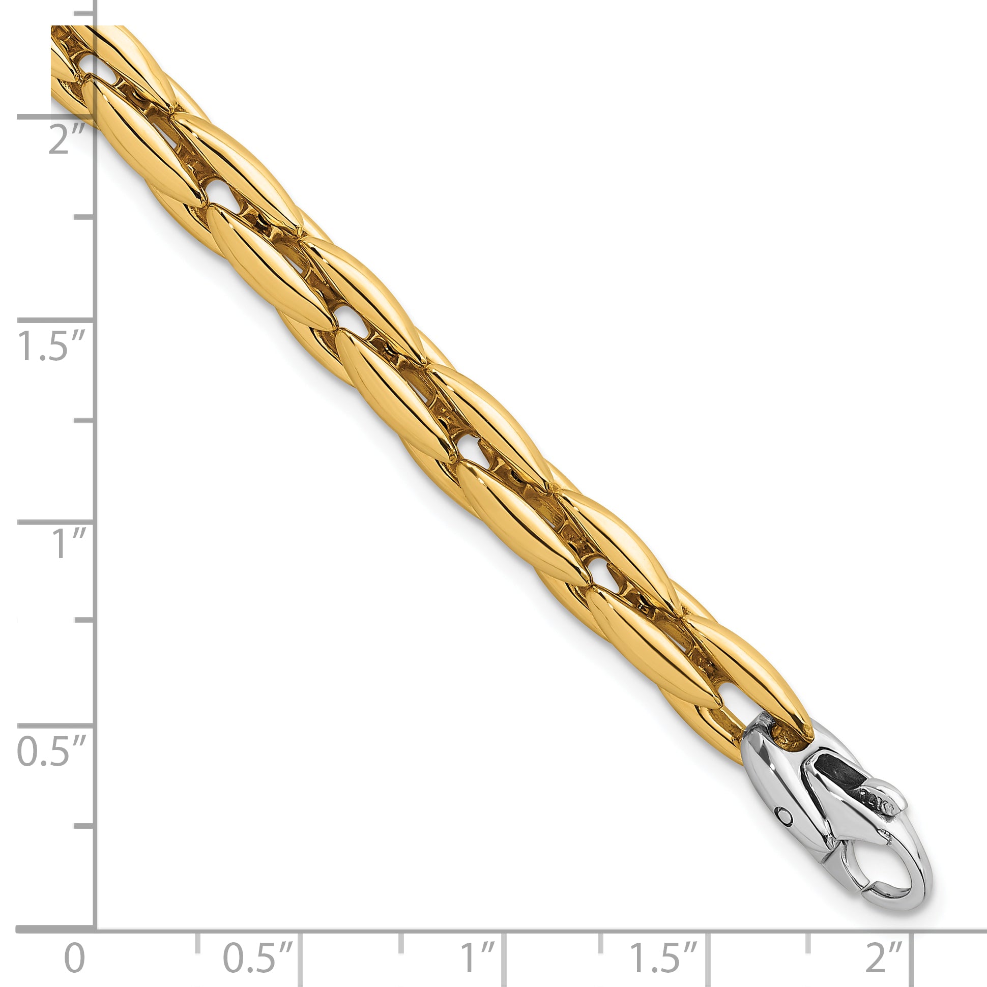 14k Two-tone Polished 6.75mm Fancy Cable Link 7.25 inch Bracelet