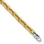 14k Two-tone Polished 6.75mm Fancy Cable Link 7.25 inch Bracelet
