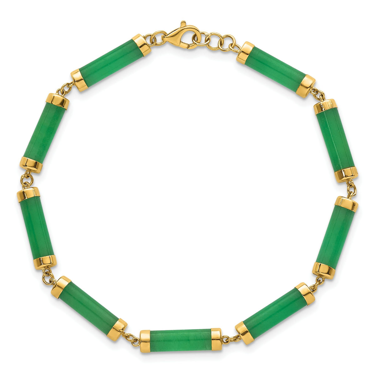 Jade Bars Bracelet in 14K Yellow Gold, 5mm with Extender, 7.5 Inch - Sophia Jewelers