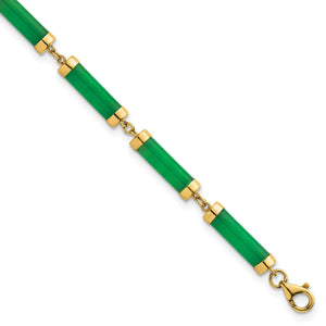 Jade Bars Bracelet in 14K Yellow Gold, 5mm with Extender, 7.5 Inch - Sophia Jewelers