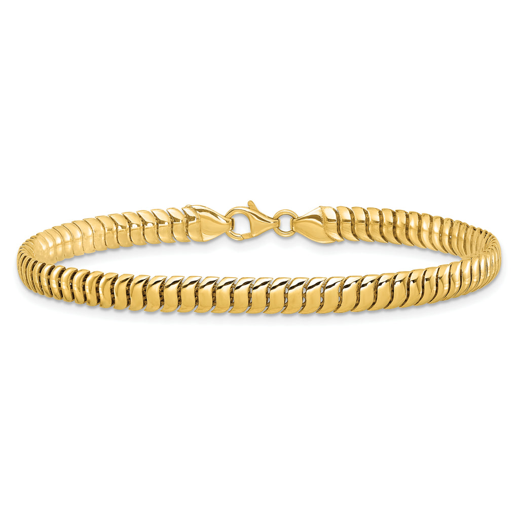 14K Polished 5mm Fancy Herringbone Link 7.5 inch Bracelet