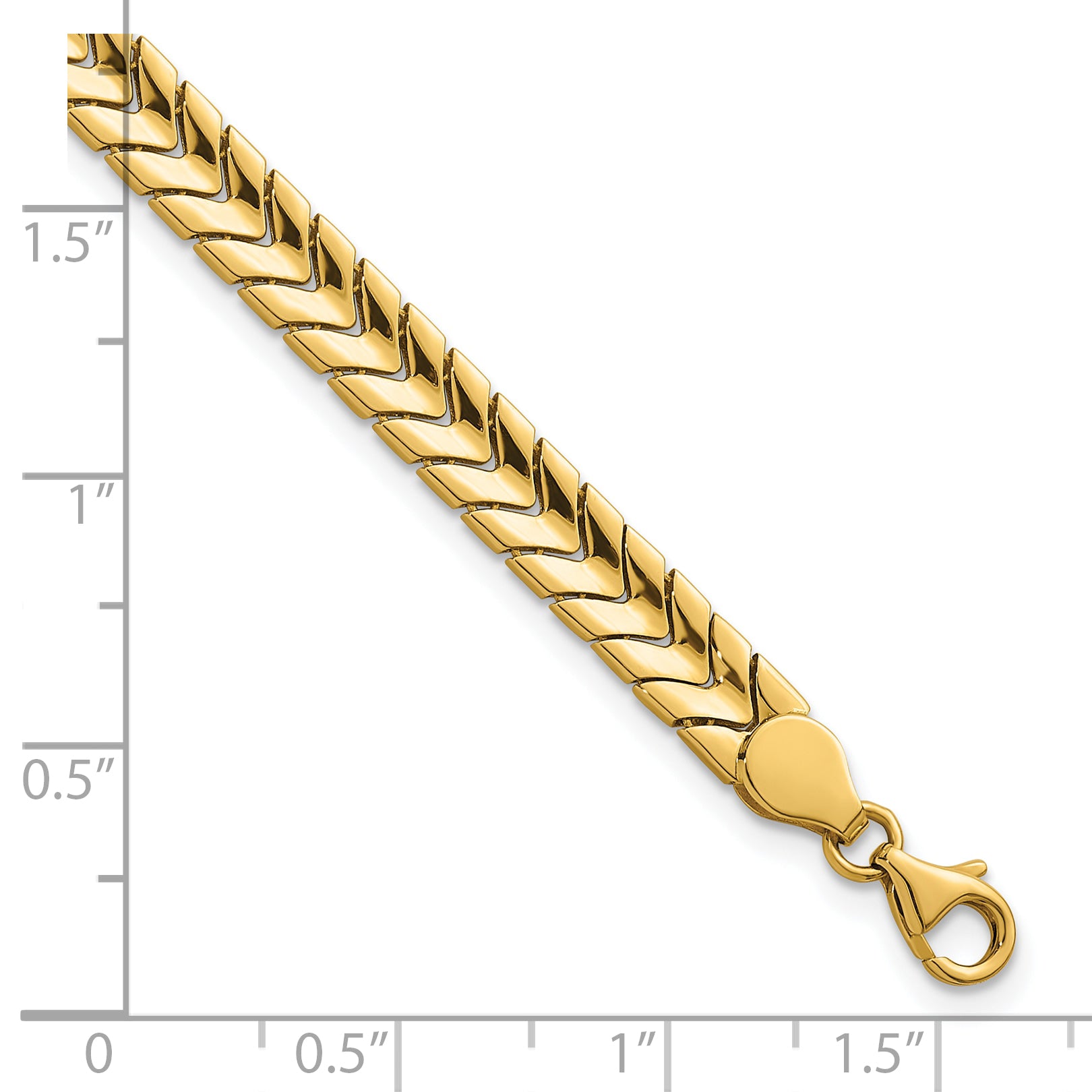 14K Polished 5.6mm Fancy Chevron Link 7.5 inch Bracelet