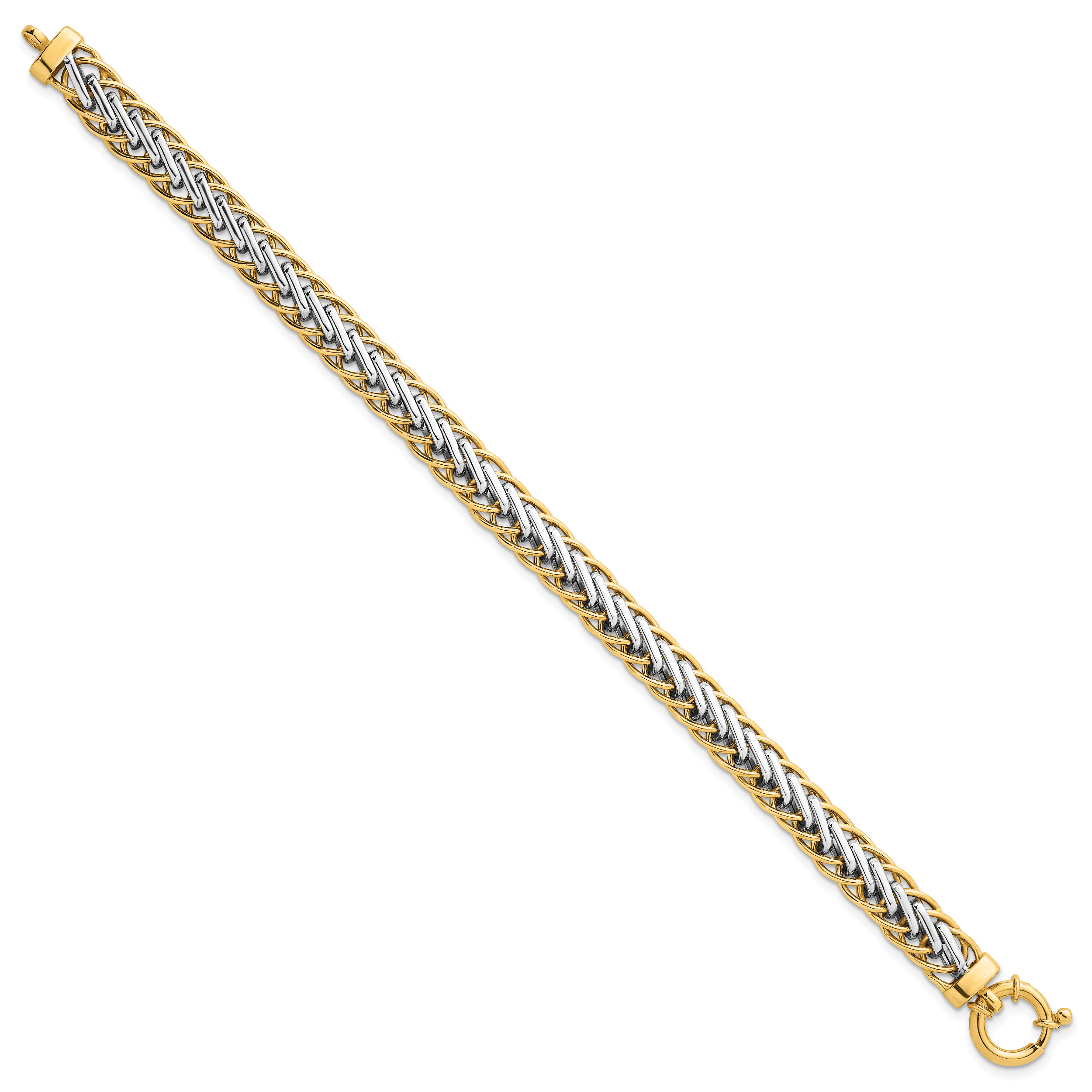 14k Two-tone Polished 7.5mm Lightweight Fancy Woven Link 7.5 inch Bracelet Secondary image