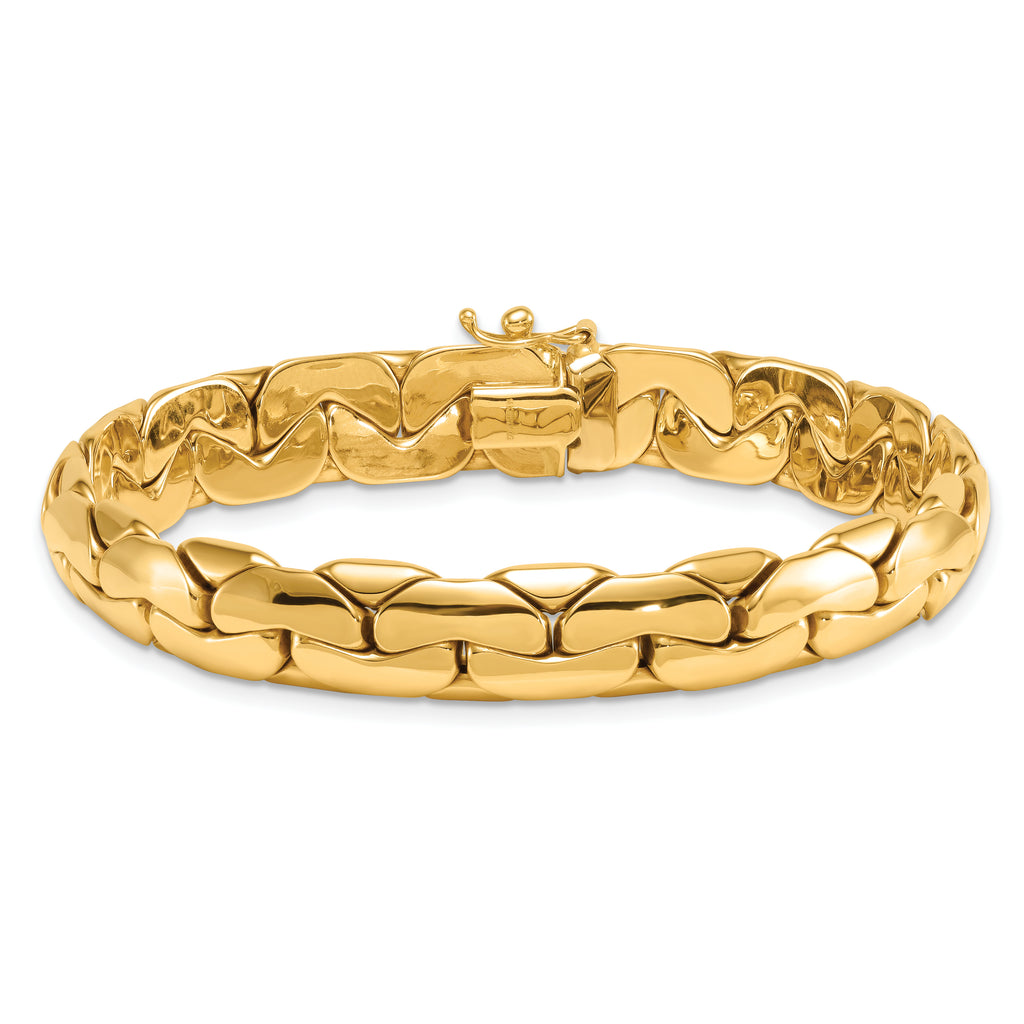 14k Polished 9.3mm Lightweight Fancy Link 7.5 inch Bracelet