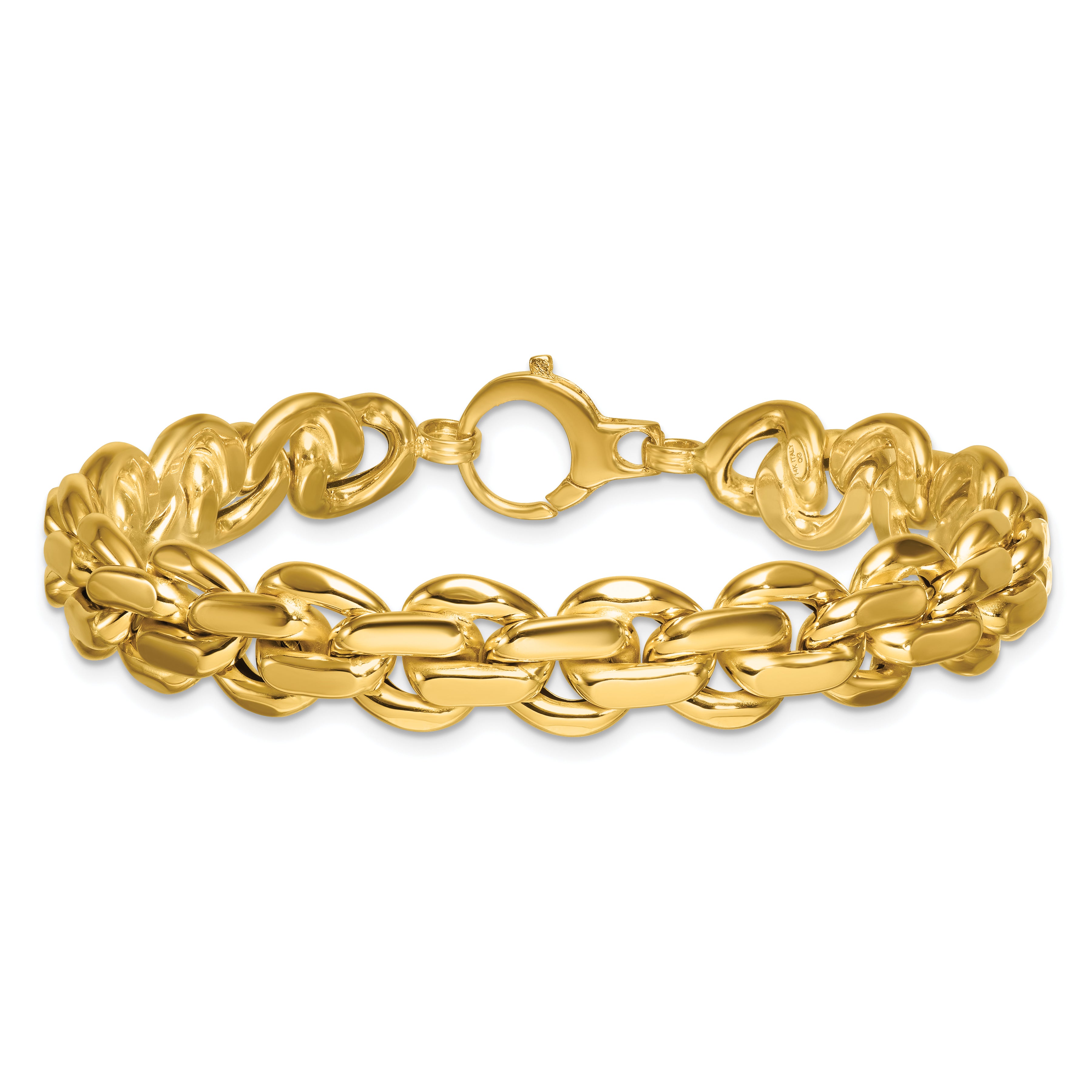 14k Polished 9.25mm Fancy Link 7.5 inch Bracelet