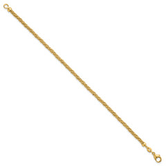 14k Polished and Textured 3mm Twisted Mesh Fancy Beaded 7.75 inch Bracelet