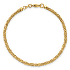 14k Polished and Textured 3mm Twisted Mesh Fancy Beaded 7.75 inch Bracelet