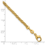 14k Polished and Textured 3mm Twisted Mesh Fancy Beaded 7.75 inch Bracelet