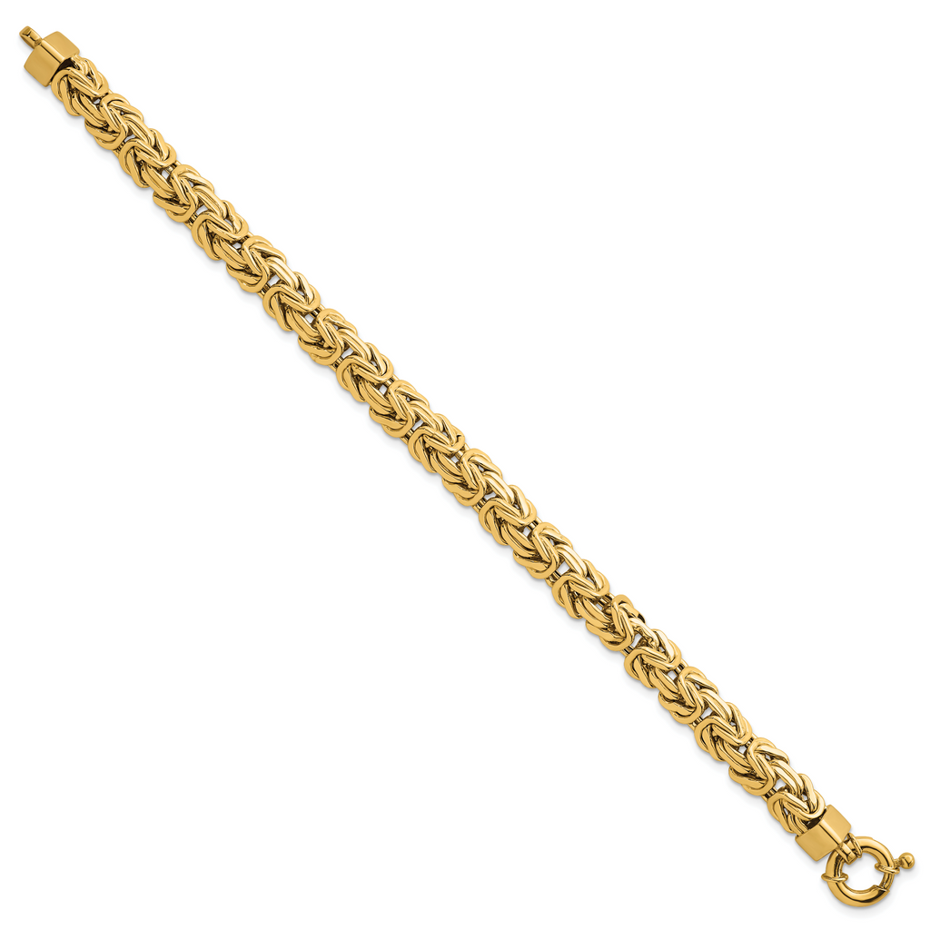 14k Polished 8.5mm Knife Edge Byzantine Link 7.5 inch Bracelet