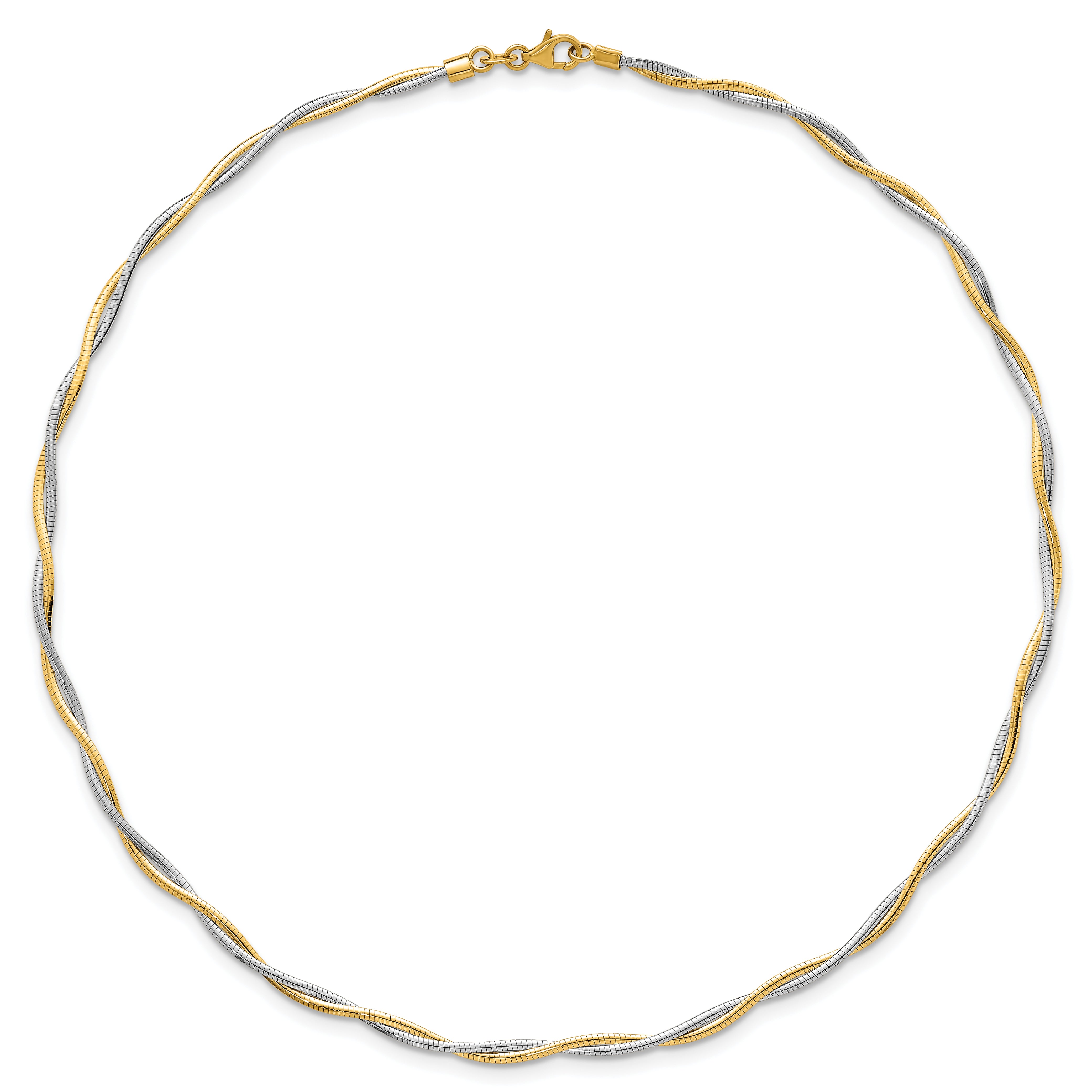 14k Two-tone Polished Twisted Round Omega 17 inch Necklace