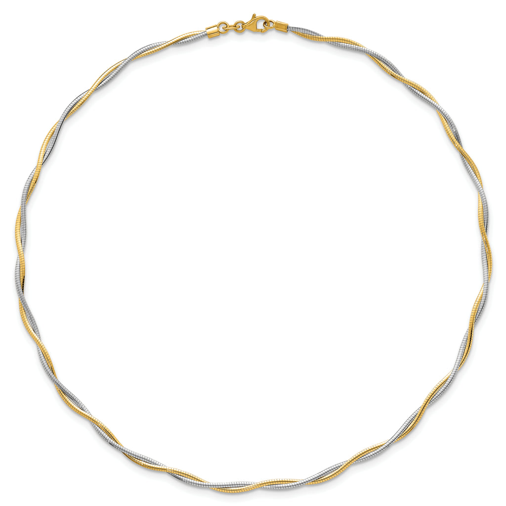 14k Two-tone Polished Twisted Round Omega 17 inch Necklace