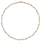 14k Two-tone Polished Twisted Round Omega 17 inch Necklace