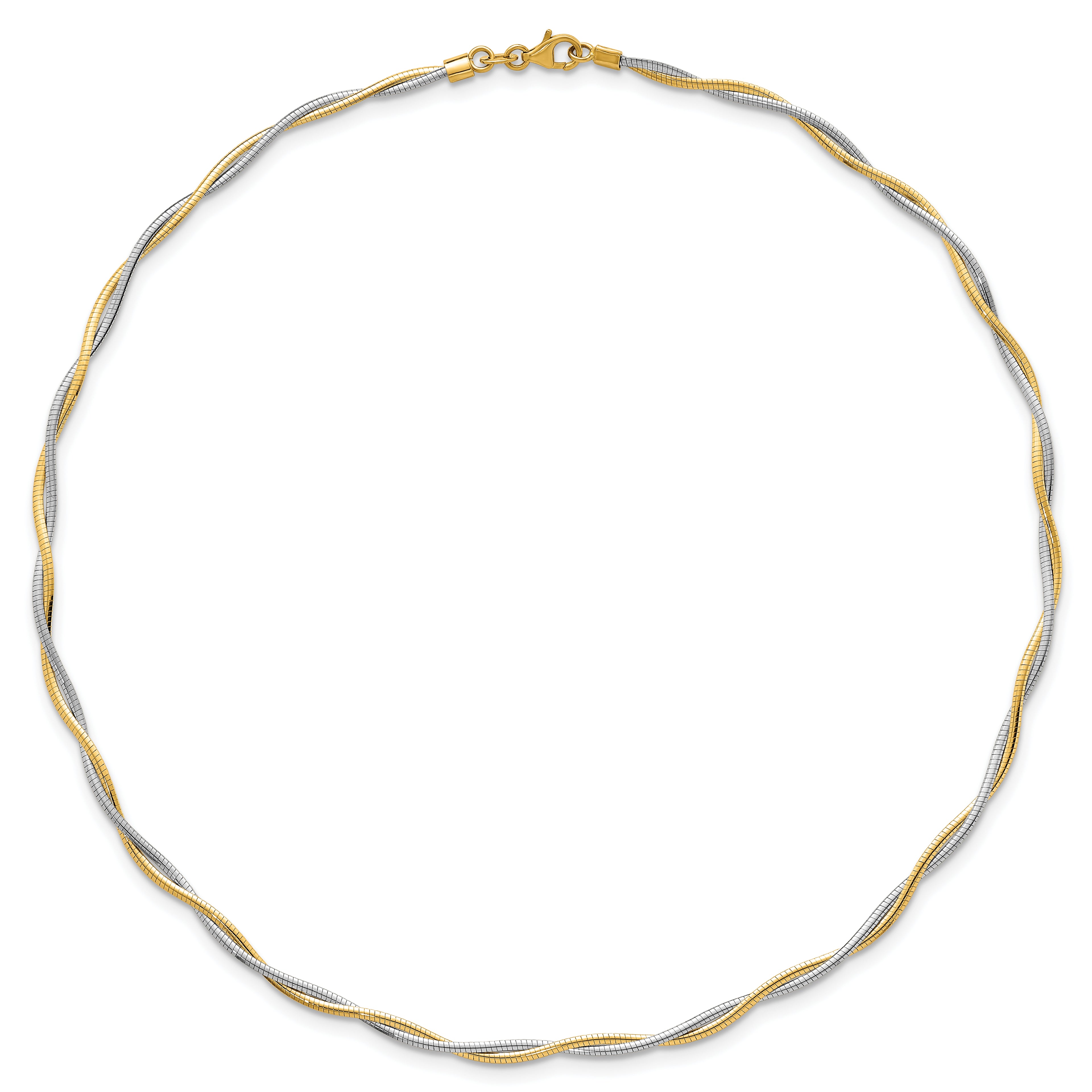 14k Two-tone Polished Twisted Round Omega 17 inch Necklace