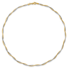 14k Two-tone Polished Twisted Round Omega 17 inch Necklace