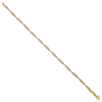 14k Two-tone Polished Twisted Round Omega 7.5 inch Bracelet