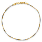 14k Two-tone Polished Twisted Round Omega 7.5 inch Bracelet