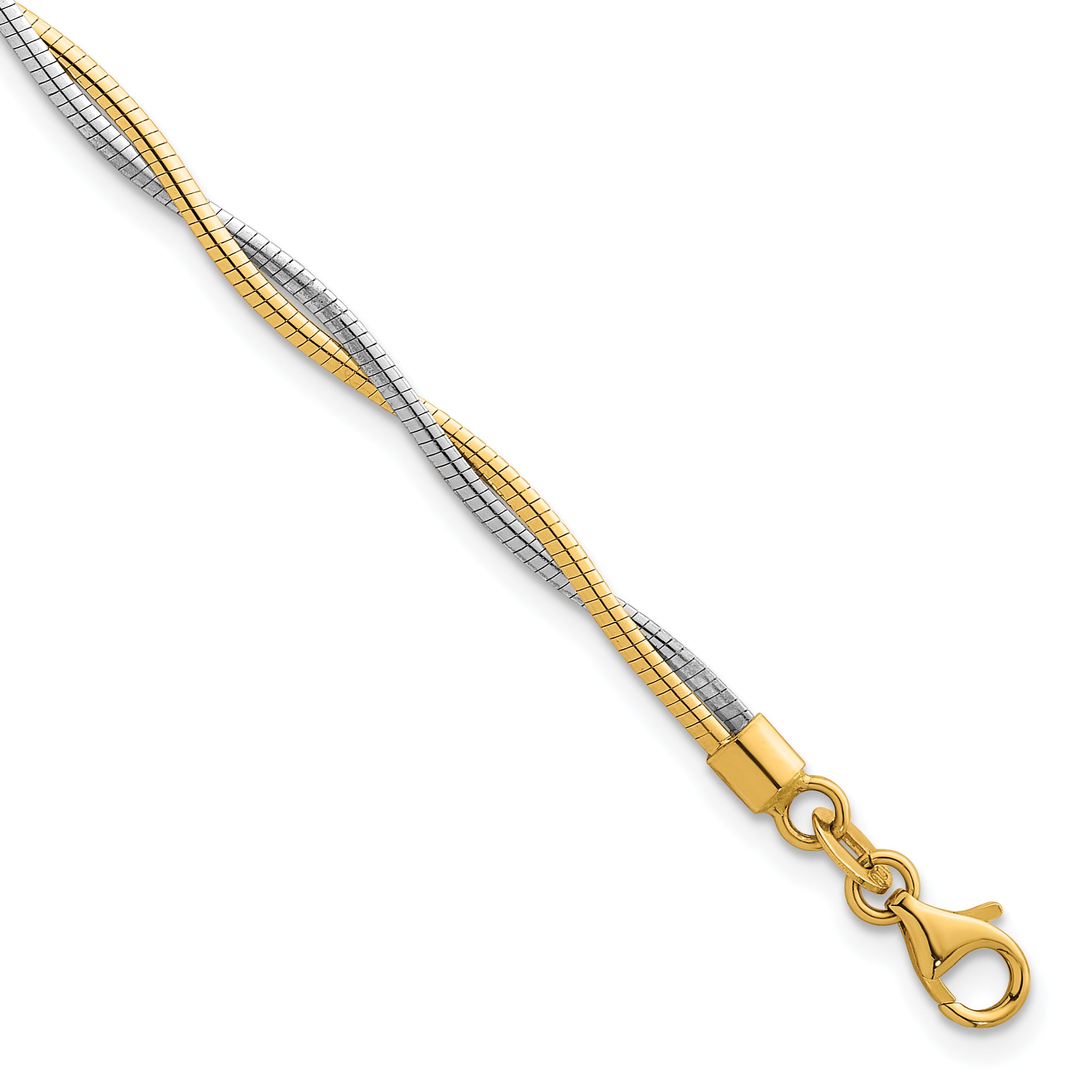 14k Two-tone Polished Twisted Round Omega 7.5 inch Bracelet Main image