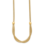 14k Polished Twisted with Beads 7mm Flexible Mesh 18 inch Necklace