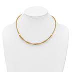 14k Polished Twisted with Beads 7mm Flexible Mesh 18 inch Necklace