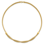 14k Polished Twisted with Beads 7mm Flexible Mesh 18 inch Necklace