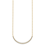 14k Two-Tone Textured Woven Curved Bar with Long Link 17 inch Necklace Plus 2 inch Extender