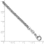 14k White Gold Polished and Textured 3mm Twisted Mesh Fancy Beaded 7.75 inch Bracelet