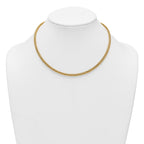14k Polished and Diamond-cut Round Woven Wire 17 inch Necklace