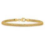 14k Polished and Diamond-cut Round Woven Wire 7.5 inch Bracelet