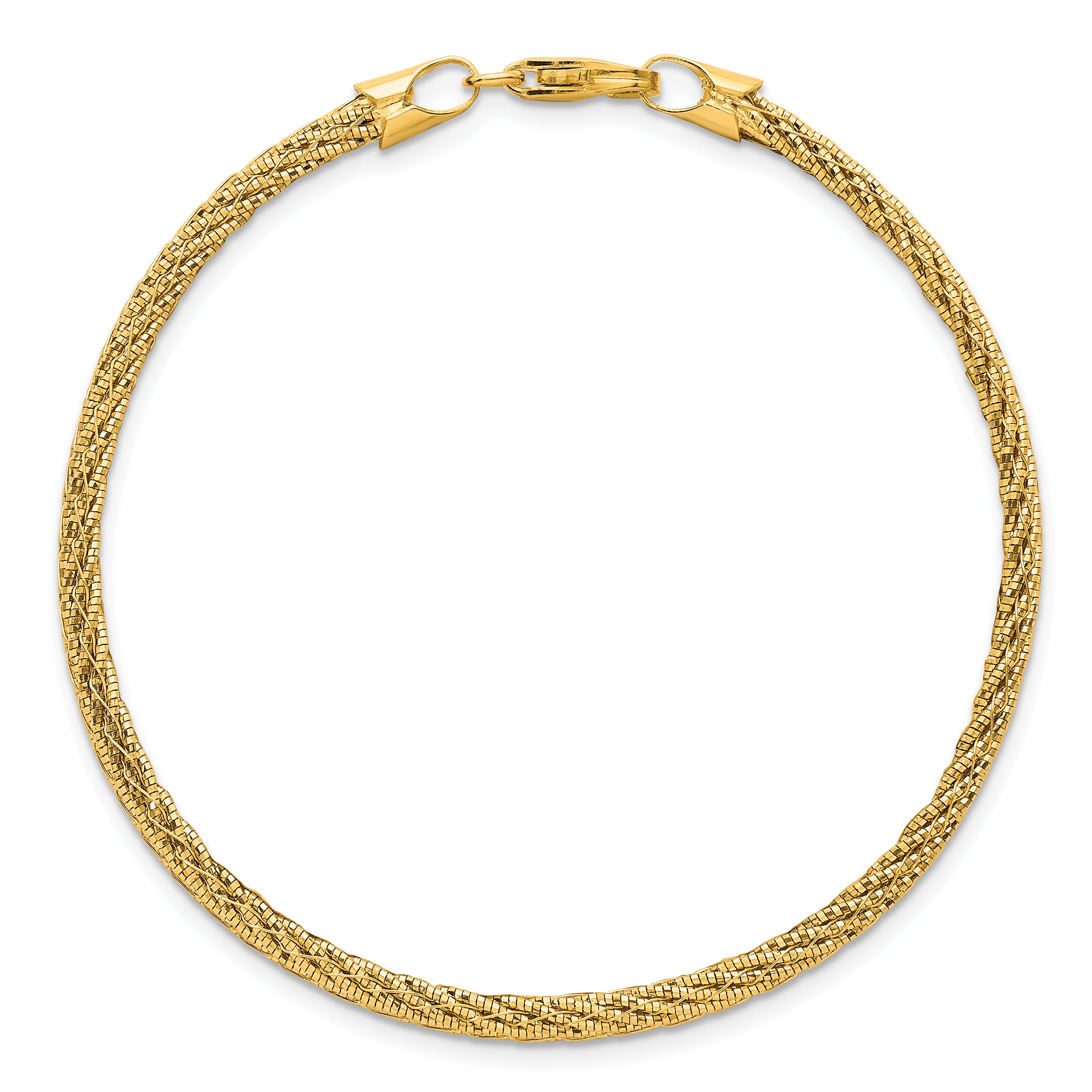 14k Polished and Diamond-cut Round Woven Wire 7.5 inch Bracelet