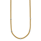 14k Two-tone Polished 7.5mm Fancy Mesh With Bead 18 inch Necklace