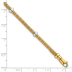 14k Two-tone Polished 7.5mm Fancy Mesh With Bead 7.25 inch Bracelet