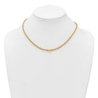 14k Polished and Textured Twisted with Bead 17 inch Necklace