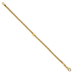 14k Polished and Textured Twisted with Bead 7.25 inch Bracelet