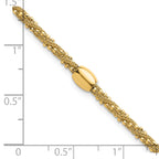 14k Polished and Textured Twisted with Bead 7.25 inch Bracelet