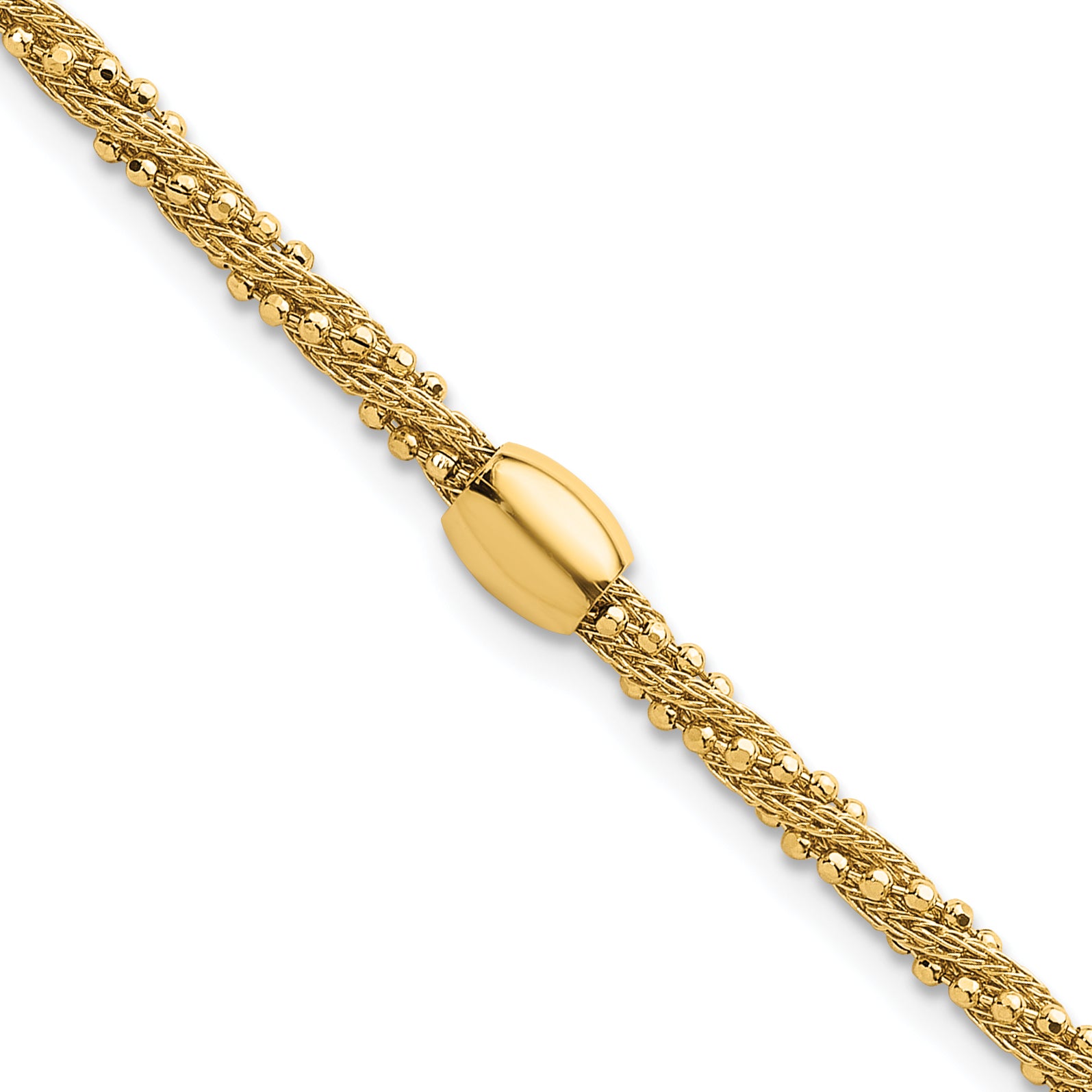 14k Polished and Textured Twisted with Bead 7.25 inch Bracelet Main image