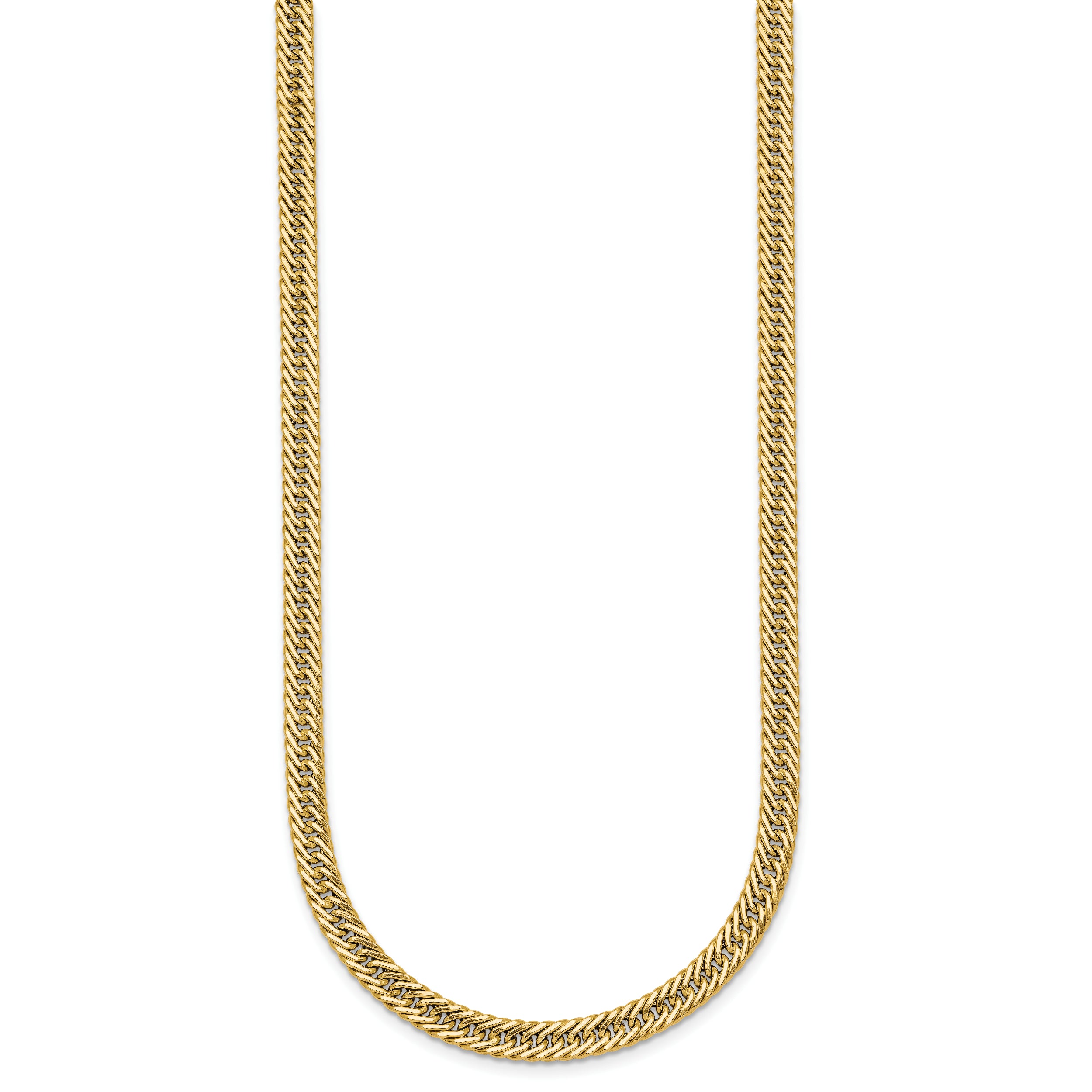 14k Polished Fancy Hollow Curb Link 17 inch Necklace