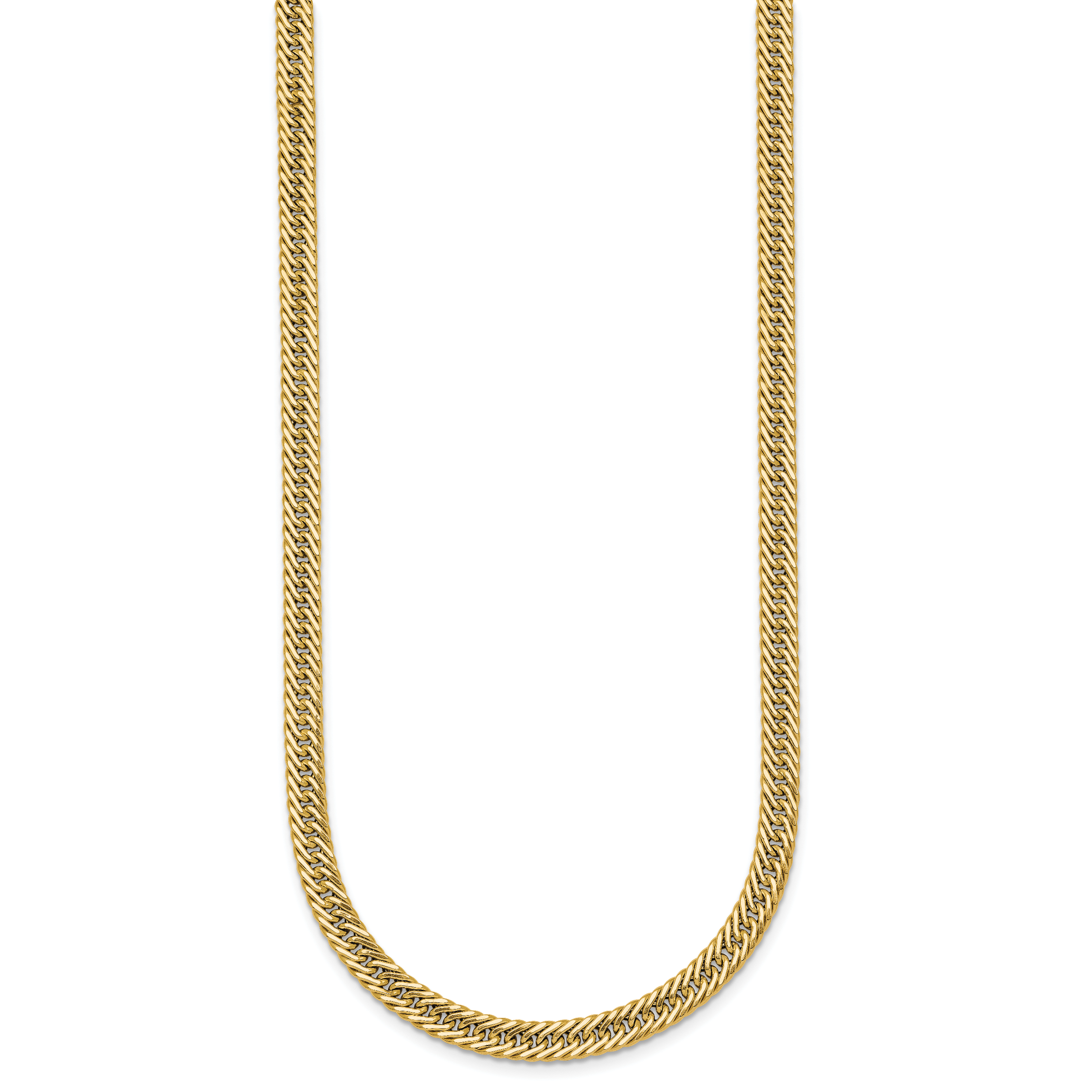 14k Polished Fancy Hollow Curb Link 17 inch Necklace