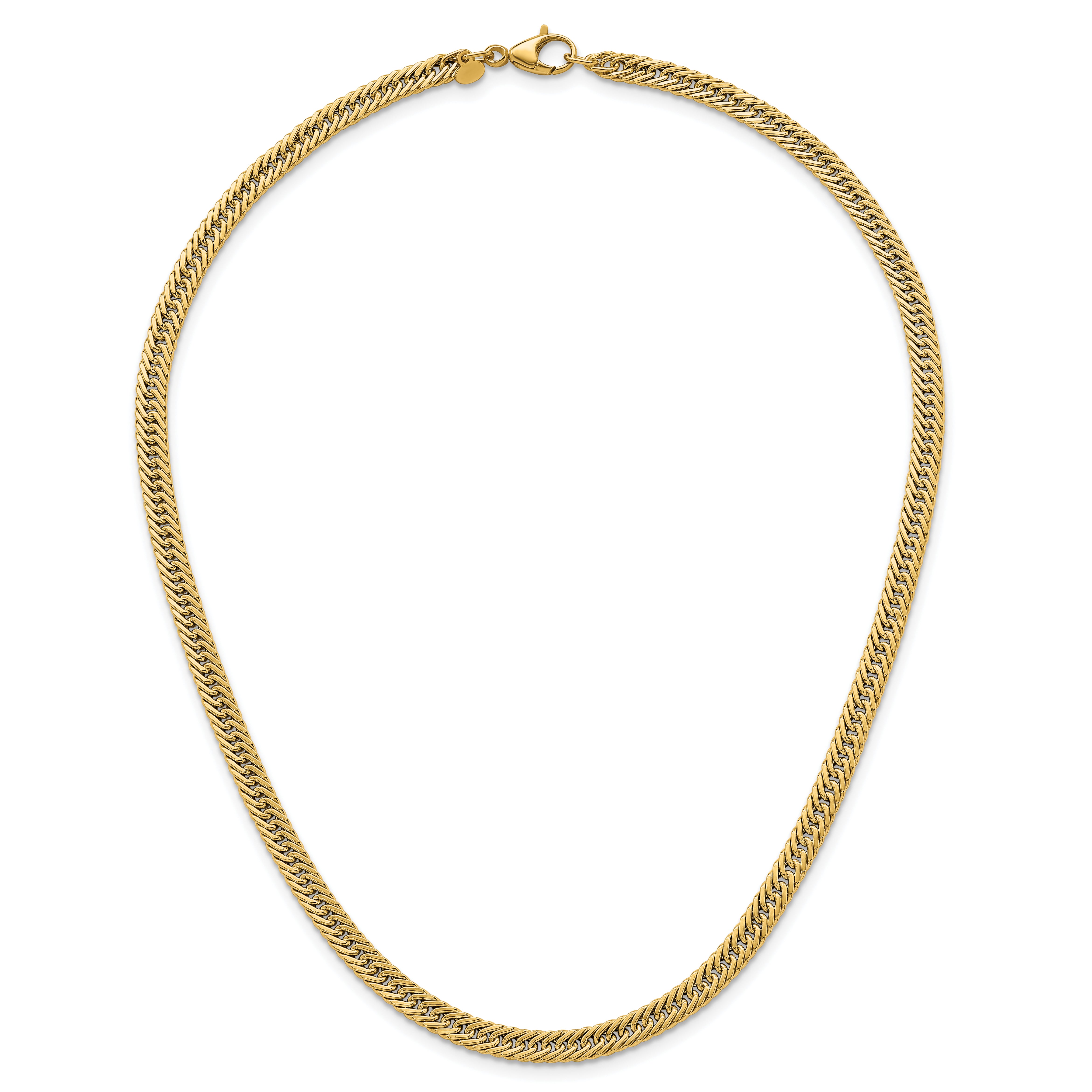 14k Polished Fancy Hollow Curb Link 17 inch Necklace