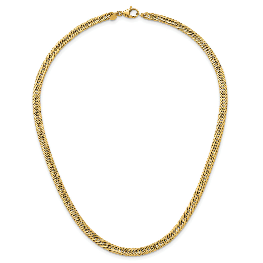 14k Polished Fancy Hollow Curb Link 17 inch Necklace
