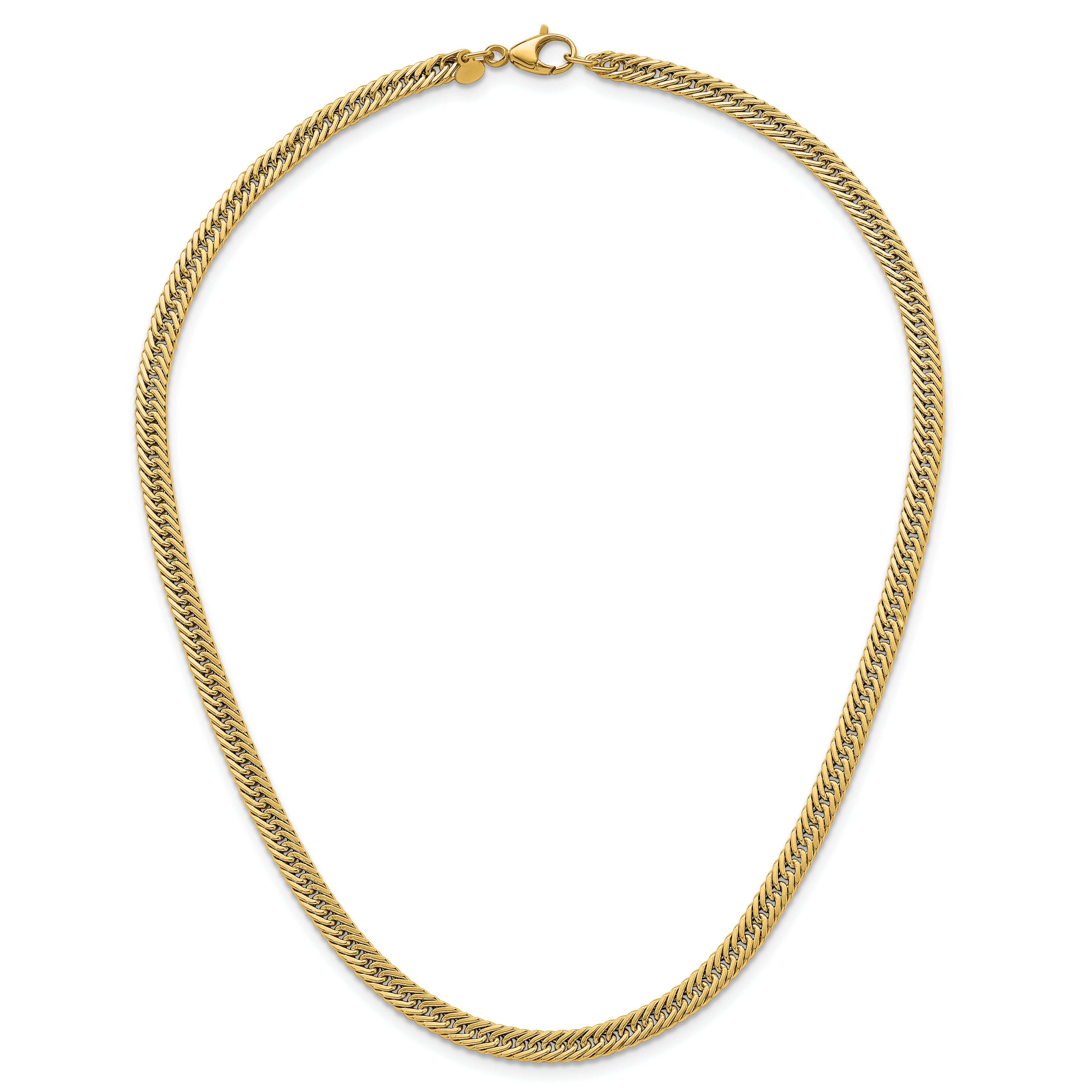 14k Polished Fancy Hollow Curb Link 17 inch Necklace