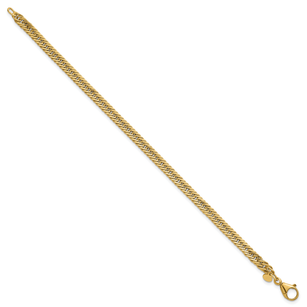 14k Polished Fancy Hollow Curb Link 7.5 inch Bracelet