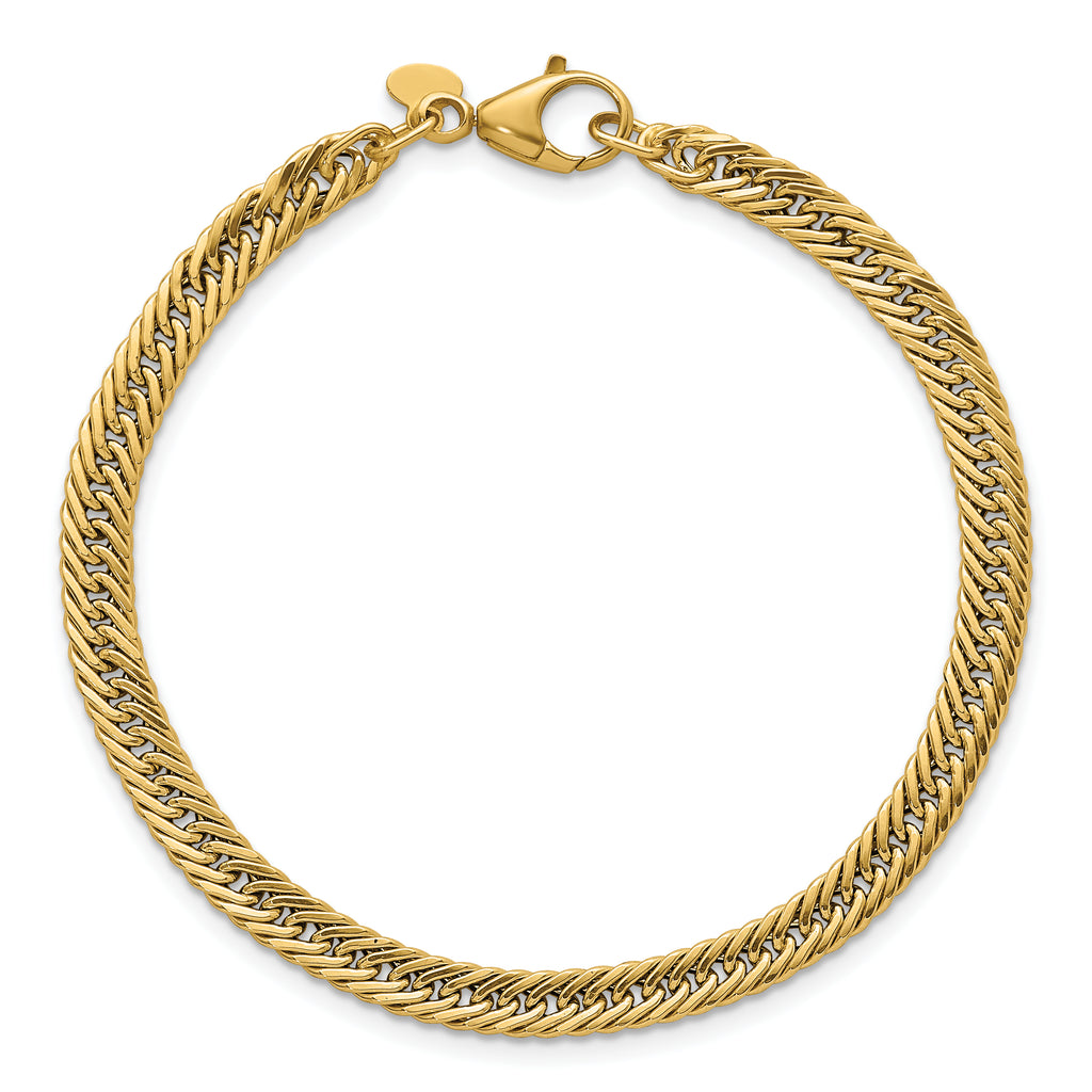 14k Polished Fancy Hollow Curb Link 7.5 inch Bracelet