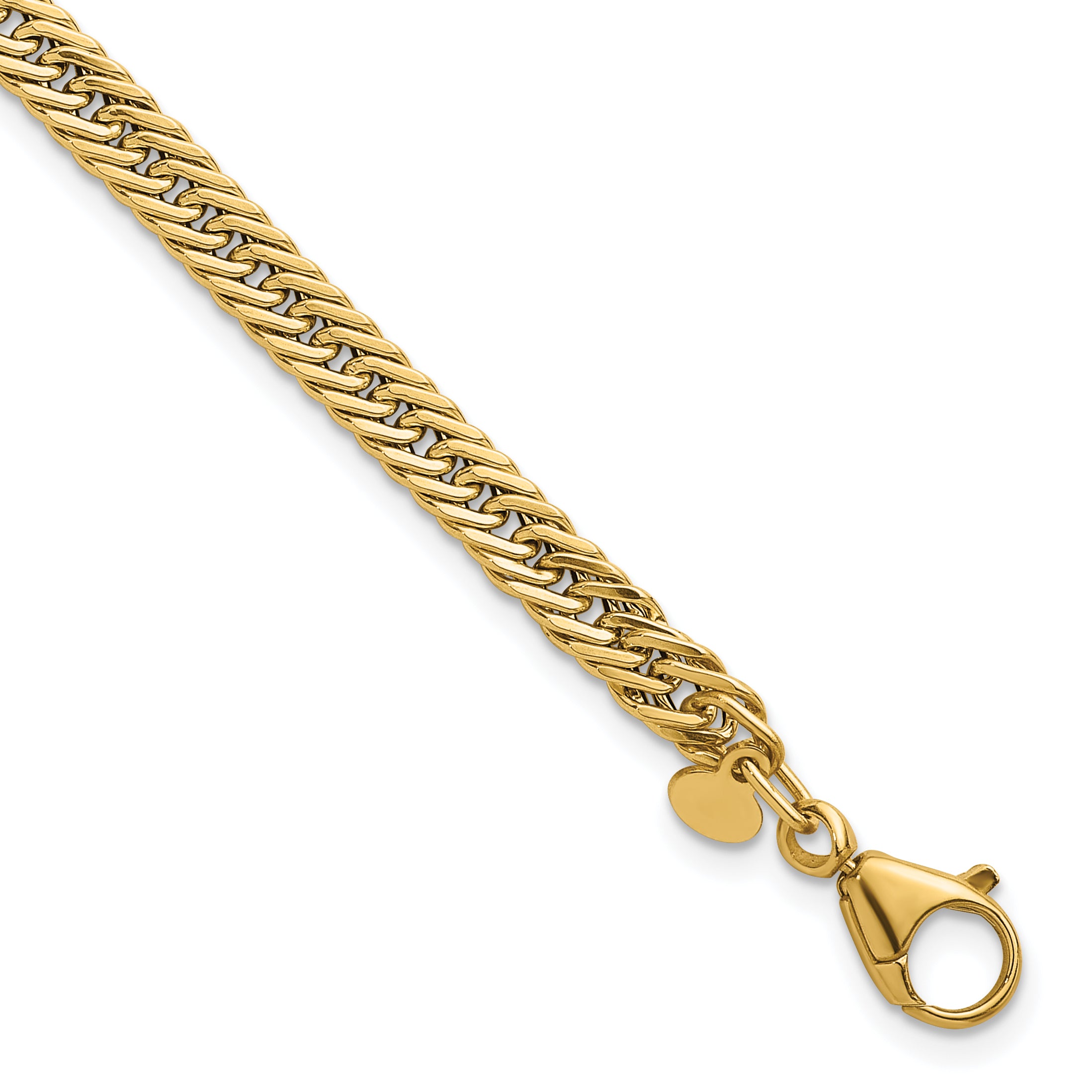 14k Polished Fancy Hollow Curb Link 7.5 inch Bracelet