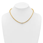 14k Two-tone Polished Fancy Link with CZ Bead 17 inch Necklace