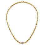 14k Two-tone Polished Fancy Link with CZ Bead 17 inch Necklace