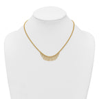 14k Polished and Textured Double Strand Multi Dangle 17 inch Necklace